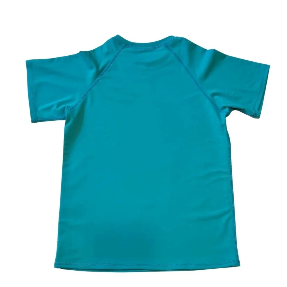 Semois Rash Guard Swim Shirt Size 10-12Y Turquoise Short Sleeve UV Surf Swim Top